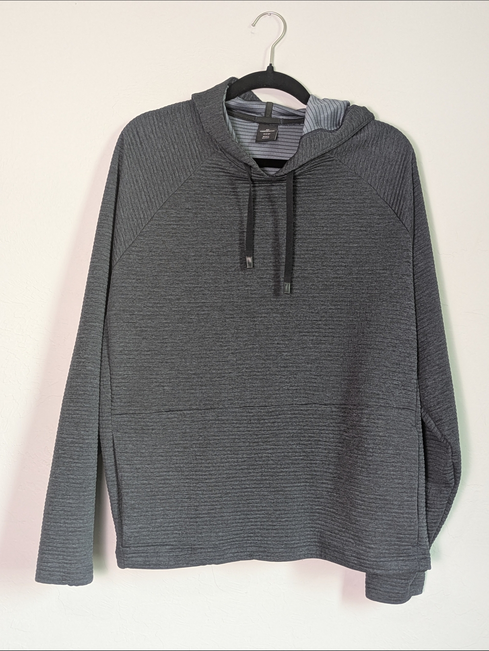 REI Co-op XL Long Way Long Sleeve Horizontal Ribbed Pullover Hoodie Charcoal